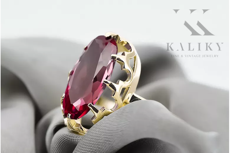 14 Karat Gelbgold Rubinrot Ring Vintage Stil vrc253y